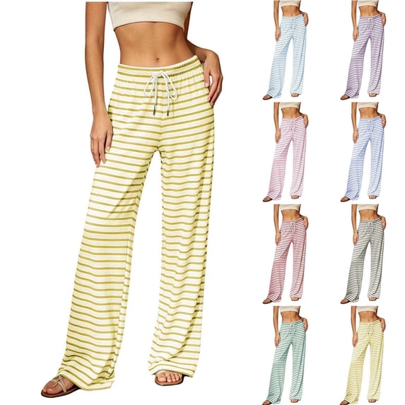 Diufon Womens Pajama Pants Striped Wide Leg Loose Soft Modal Sleepwear Drawstring Sleep Pants for Homewear & Outdoor