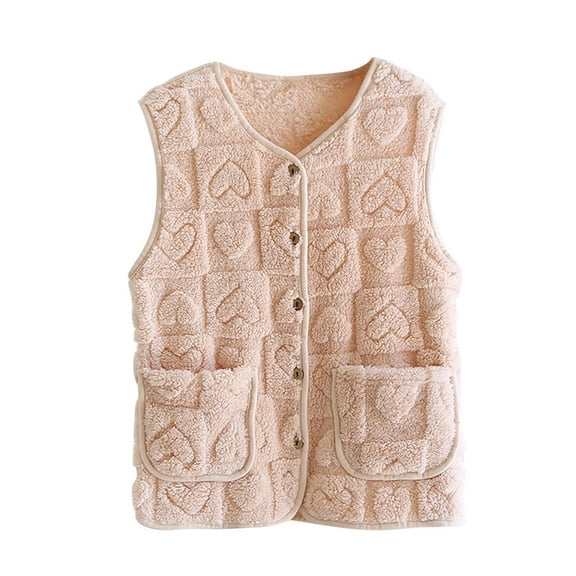 Diufon Womens Pajama Vest Sleeveless Fuzzy Fleece Button Down Jacket Fall Winter Warm Outerwear with Pockets