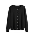 thumbnail image 1 of Diufon Womens Plus Size Cardigans Solid Color Blouses Round Neck Button Long Sleeve Sweaters, 1 of 7