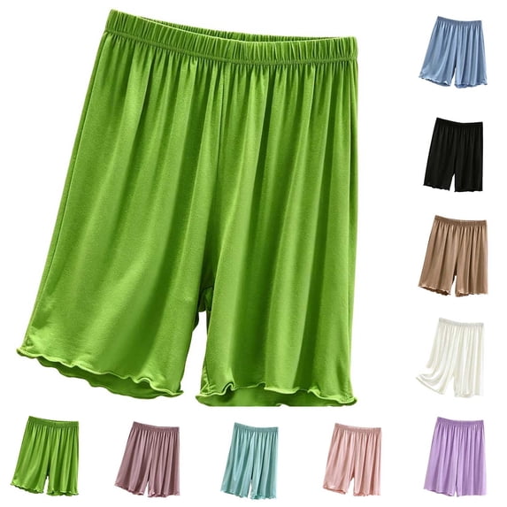 Diufon Womens Sleep Shorts Soft Comfy Elastic High Waist Wide Leg Loose Shorts Casual Ruffle Hem Pajama Shorts