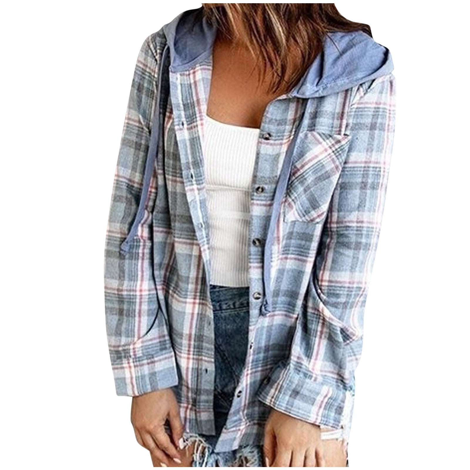 Full Size Plaid Denim Trim Long Sleeve Sweatshirt Plus Size