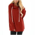 thumbnail image 1 of Diufon Womens Plus Size Drawstring Hoodies Solid Color Sweatshirts Long Sleeve Pullover Tops, 1 of 5