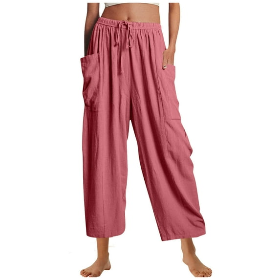 Diufon Womens Plus Size Lounge Pants Elastic Waist Drawstring Pants Solid Color Pants with Pockets