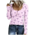 thumbnail image 1 of Diufon Womens Plus Size Tunics Trendy Printed Blouses Button Scoop Neck Long Sleeve Tops, 1 of 4