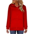 thumbnail image 1 of Diufon Womens Plus Size Zip up Hoodies Coat Long Sleeve Solid Hooded Jackets Sweatshirts Casual Comfy Outwear with Pockets, 1 of 7