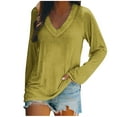 thumbnail image 1 of Diufon Womens Pullover Tops Casual Loose Solid Color Blouses V Neck Long Sleeve Breathable Tops, 1 of 4