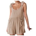 thumbnail image 1 of Diufon Womens Rompers Adjustable Elastic Waist Shorts Solid Color Overalls Pockets Loose Wide Leg Jumpsuit, 1 of 6