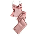 thumbnail image 1 of Diufon Womens Satin Pajama Set Sleeveless Round Neck Camisole and Elastic Waist Pants Loungewear Sets, 1 of 8