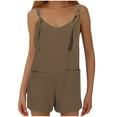 thumbnail image 1 of Diufon Womens Shorts Bodysuits Round Neck Sleeveless Playsuits Plus Size Rompers with Pockets, 1 of 5