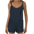 thumbnail image 1 of Diufon Womens Shorts Bodysuits Round Neck Sleeveless Playsuits Plus Size Rompers with Pockets, 1 of 5