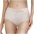 thumbnail image 1 of Diufon Womens Silk Brief Elastic High Waist Bow Underpants Solid Color Full Coverage Panties, 1 of 6