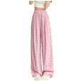 thumbnail image 1 of Diufon Womens Silk Wide Leg Pants Trendy Polka Dot Lounge Pants Elastic High Waist Trousers, 1 of 4
