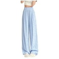 thumbnail image 1 of Diufon Womens Silk Wide Leg Pants Trendy Polka Dot Lounge Pants Elastic High Waist Trousers, 1 of 4