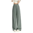 thumbnail image 1 of Diufon Womens Silk Wide Leg Pants Trendy Polka Dot Lounge Pants Elastic High Waist Trousers, 1 of 4