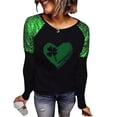 thumbnail image 1 of Diufon Womens St. Patrick's Day Shirts Funny Shamrock Graphic Printed Sequins Sparkling Sleeve Casual Tee Tops, 1 of 9