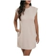 thumbnail image 1 of Diufon Womens Summer Dresses with Pocket Casual Loose Cap Sleeve Crew Neck Office Dress Trendy Basic Sundress, 1 of 5