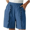 thumbnail image 1 of Diufon Womens Summer Shorts Elastic Waist Lounge Shorts Trendy Ruffle Solid Color Shorts with Pockets, 1 of 6