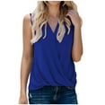 thumbnail image 1 of Diufon Womens Summer Tank Tops Casual Sleeveless V Neck Pleated Wrap Tops Fashion Work Office Vest Clothes, 1 of 5