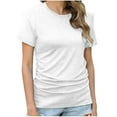 thumbnail image 1 of Diufon Womens Summer Tunics Casual Short Sleeve Round Neck T Shirts Solid Color Tops 2024, 1 of 7