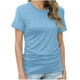 thumbnail image 1 of Diufon Womens Summer Tunics Casual Short Sleeve Round Neck T Shirts Solid Color Tops, 1 of 7