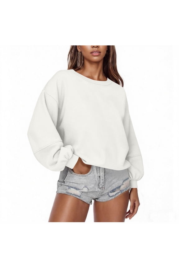 Womens Sweatshirts Crewneck Fleece Oversized Pullover Sweaters Fall Winter Cute Tops Teen Girls Clothes