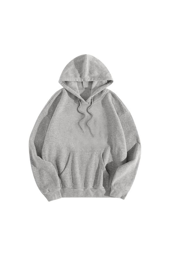Womens Sweatshirts Solid Color Drawstring Hoodies Tops Long Sleeve Pullover Tops with Pockets