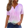 thumbnail image 1 of Diufon Womens Tie-Dye Summer Tops Casual V Neck T-Shirts Button Down Short Sleeve Tunic 2024, 1 of 5