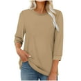 thumbnail image 1 of Diufon Womens Tops 3/4 Sleeve Dressy Casual Soft Crewneck Shirts Fall Winter Solid Color Basic Loose Tops, 1 of 6