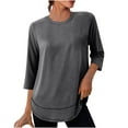 thumbnail image 1 of Diufon Womens Tops 3/4 Sleeve Quick Dry Sun Protection Workout Tops Solid Color Outdoor Sport Shirts, 1 of 6
