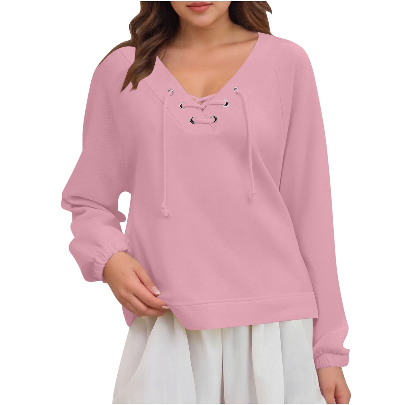 Women's Casual Loose And Versatile Solid Color Long Sleeved Top