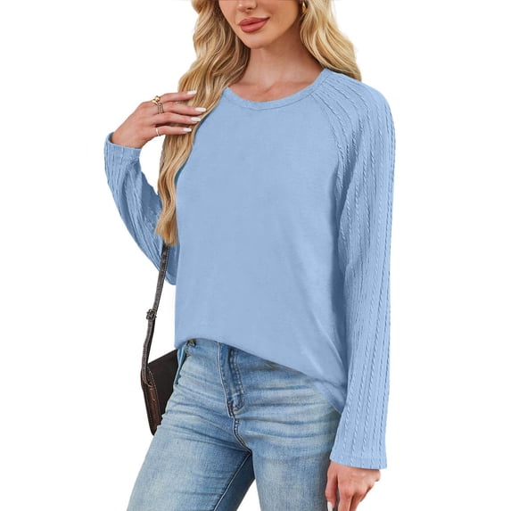 Diufon Womens Tops Long Sleeve Oversized Crewneck Sweatshirts Fall Fashion Lightweight Tunic Shirt Basic Tee