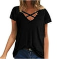 thumbnail image 1 of Diufon Womens Tops Summer Short Sleeve V Neck Crisscross T-Shirt Casaul Loose Tunic Fashion Clothes, 1 of 6