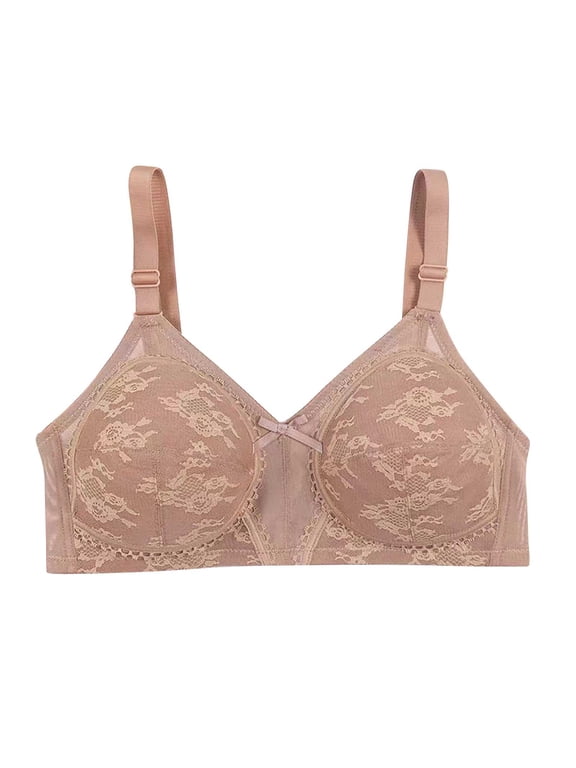 Womens Underwireless Bras Solid Color Lace Patchwork Bras Full Coverage Comfy Bras
