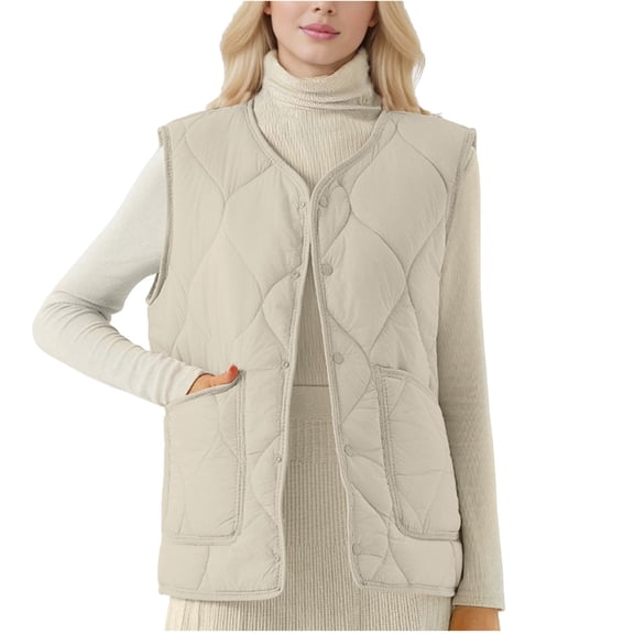Diufon Womens Vests Outerwear Lightweight Plus Size Sleeveless Fall Winter Coats Button Down Thickened Waistcoat