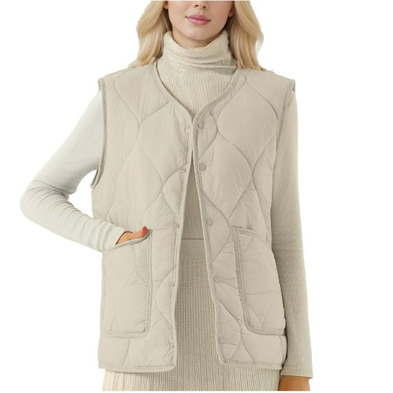 Diufon Womens Vests Outerwear Lightweight Plus Size Sleeveless Fall Winter Coats Button Down Thickened Waistcoat