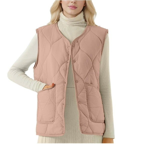 Diufon Womens Vests Outerwear Lightweight Plus Size Sleeveless Fall Winter Coats Button Down Thickened Waistcoat
