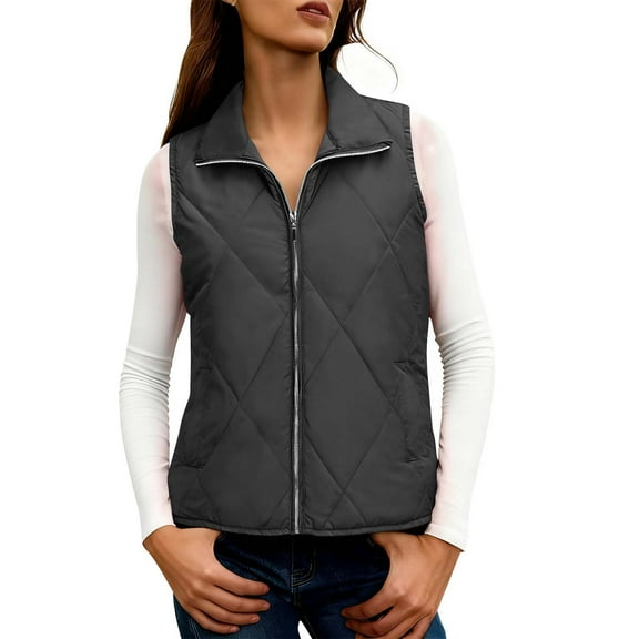 Diufon Womens Vests Padded Lightweight Sleeveless Vest Fall Winter Full Zip Outerwear Vests with Pockets
