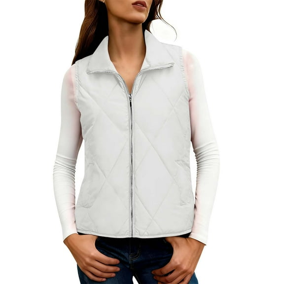 Diufon Womens Vests Padded Lightweight Sleeveless Vest Fall Winter Full Zip Outerwear Vests with Pockets