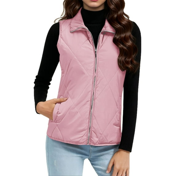 Diufon Womens Vests Padded Lightweight Sleeveless Vest Fall Winter Full Zip Outerwear Vests with Pockets