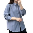 thumbnail image 1 of Diufon Womens Warm Shirts Solid Color Casual Loose Tops Lapel Button Long Sleeve Blouses, 1 of 6