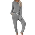 thumbnail image 1 of Diufon Womens Warm Suits Long Sleeve Pullover Tops Elastic Waist Drawstring 2 Pc Lounge Sets, 1 of 6