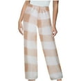 thumbnail image 1 of Diufon Womens Wide Leg Pants Plaid Printed Lounge Pants Casual Elastic High Waist Trousers, 1 of 2