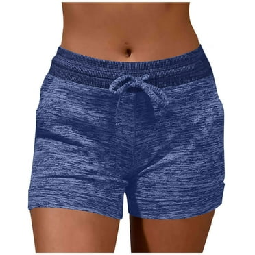 Diufon Summer Shorts for Women Trendy Drawstring Loose Yoga Shorts Elastic High Waisted Beach Shorts with Pockets