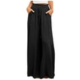thumbnail image 1 of Diufon Womens Wide Leg Trouser Lightweight Flowy Pants Ruched Elastic Rise Drawstring Casual Palazzo Pant (XX-Large, Black), 1 of 9