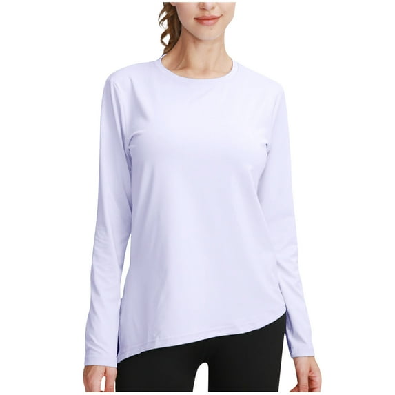 Diufon Womens Yoga Tops Solid Color Quick Drying Tees Round Neck Long Sleeve Blouses