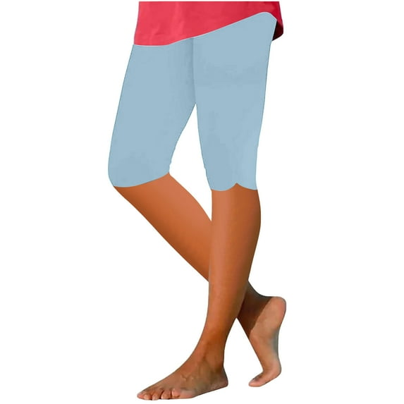 Diufon Workout Leggings Shorts for Women Elastic High Waisted Yoga Pants Solid Color Sports Shorts