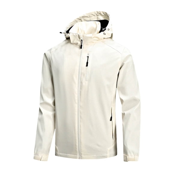 Diufon Zip Up Windproof Jackets for Men Long Sleeve Hooded Tops Casual Outdoor Fall Winter Jackets with Zipper Pockets