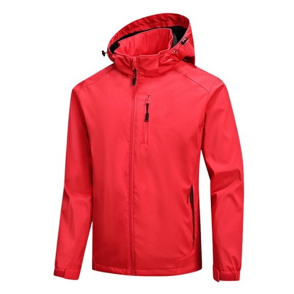 Diufon Zip Up Windproof Jackets for Men Long Sleeve Hooded Tops Casual Outdoor Fall Winter Jackets with Zipper Pockets