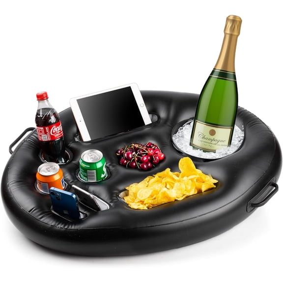 Diumepo Inflatable Floating Drink Holder, Multi-Slot Pool Float Tray with Handles for Pool Lake Beach Hot Tub Party