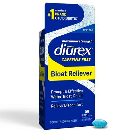 Diurex Caffeine Free Bloat Reliever, Maximum Strength Diuretic, 50 Count
